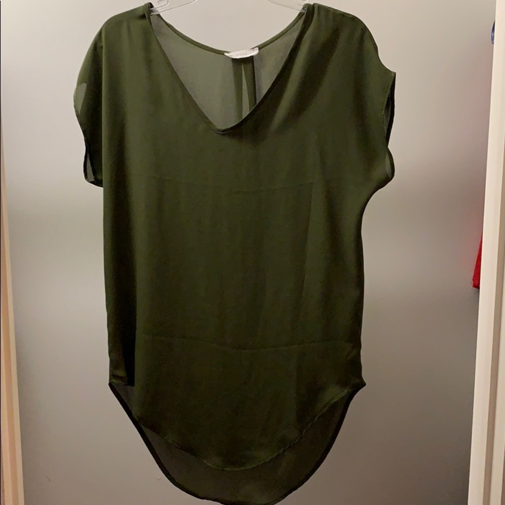 Lush forest green silk blouse